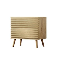 HomeRoots 23" Solid Wood Ribbed Texture Two Drawer Nightstand