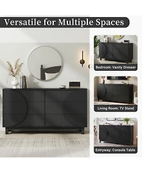 Clihome 60" W Modern 6-Drawer Fluted Dresser Chest