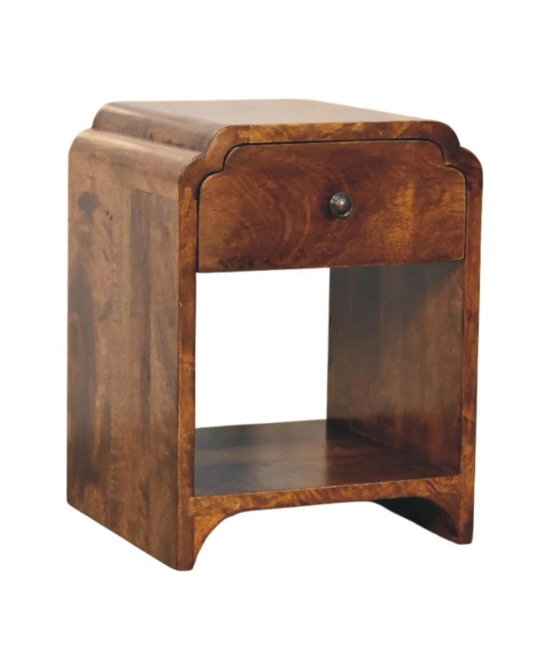 HomeRoots 16" Chestnut Solid Wood One Drawer Scallop Edge Nightstand