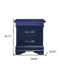 HomeRoots 24" Wood Lighted Two Drawer Nightstand