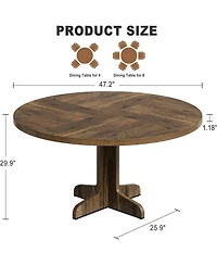 homfan Modern 47 Inch Round Dining Table for 4 to 6, Sturdy Wooden Base, Easy Assembly, for Kitchen, Dining Room or Living Room