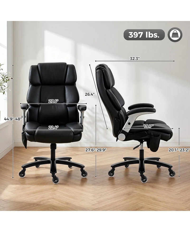 Homcom 400LBS Office Chair with Airbag Lumbar Support, Desk