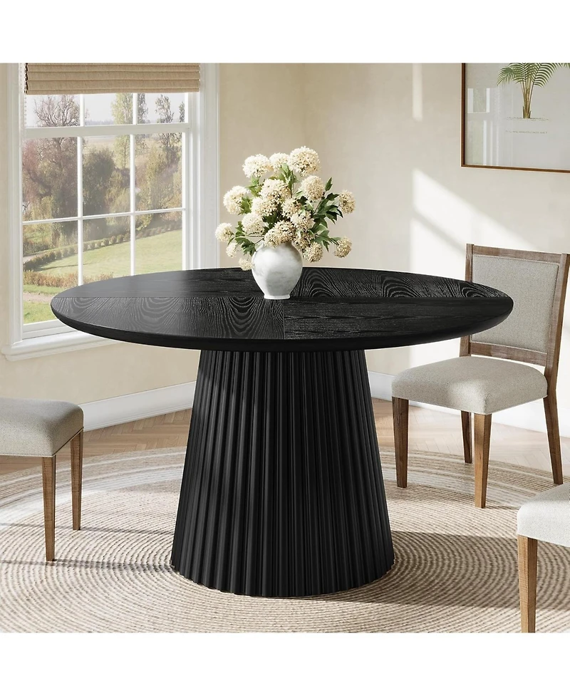 Tribesigns 47 Inch Round Dining Table for 4 to 6 People, Farmhouse Kitchen with Heavy Duty Fluted Pedestal Base Only