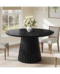 Tribesigns 47 Inch Round Dining Table for 4 to 6 People, Farmhouse Kitchen with Heavy Duty Fluted Pedestal Base Only