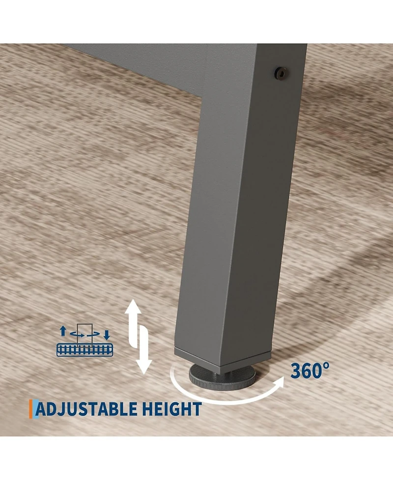 homfan 55 Inch Wood Color Industrial Dining Table Rectangular Heavy Duty Kitchen Table with Metal Legs for 2 to 4, Small Space