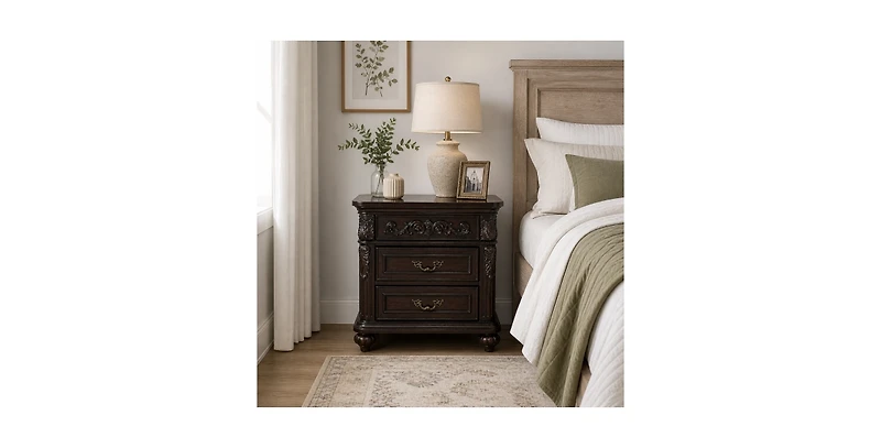 Lucky One 28" Width Solid Wood 3-Drawer Nightstand