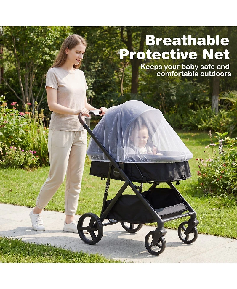 Gymax Baby 2 1 Stroller with Bassinet Mode Reversible Seat Adjustable Canopy
