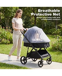Gymax Baby 2 1 Stroller with Bassinet Mode Reversible Seat Adjustable Canopy