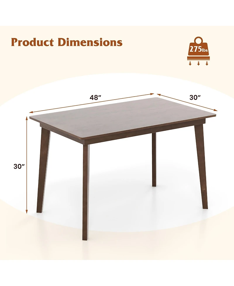 Gymax 48 Inch Wooden Dining Table for 4 People with Rubber Wood Legs for Small Spaces