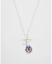 Fable England Pansy and Pearl Toggle Necklace