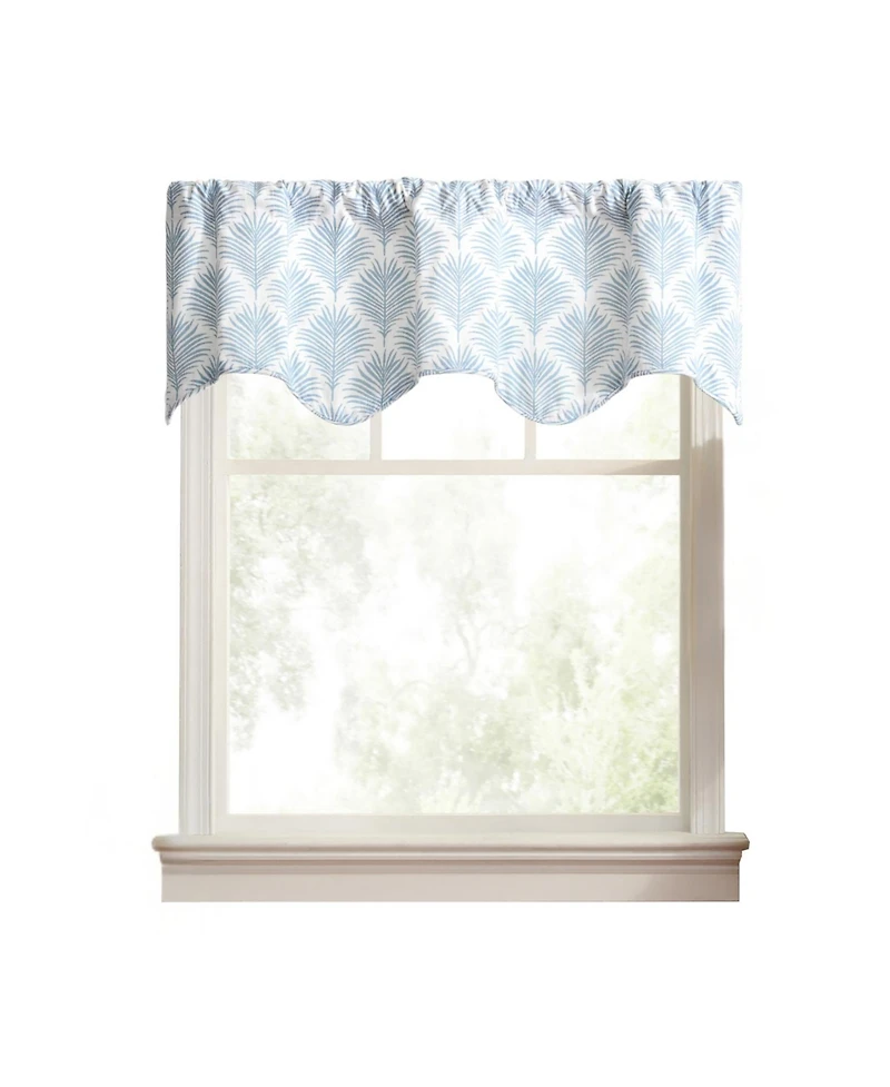 Ellis Curtain Palmetto 100percentage Cotton Scallop Poly-Cotton Lined Rod Pocket Valance