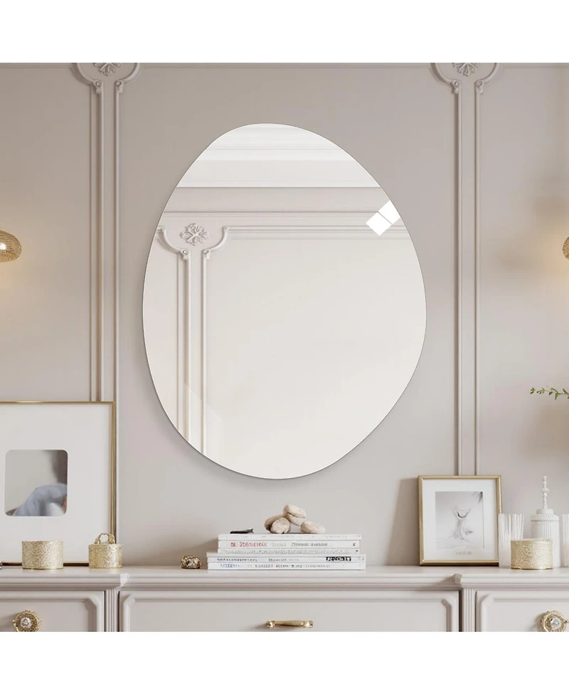 Laoties Modern Asymmetrical Wall Mirror, Hd Copper-Free Vanity Mirror for Bathroom, Living Room and Entryway