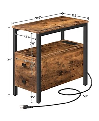 Slickblue Set of 2 Side Tables with Charging Station for Bedroom and Living Room