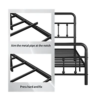 Lucky One Full Size Metal Platform Bed Frame with Headboard, Heavy Duty, Under-Bed Storage, No Box Spring Needed