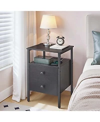 Slickblue 24-Inch Bedside Nightstand with 2 Drawers and Charging Outlets