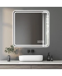 Laoties 36" x 36" Led Bathroom Vanity Mirror, Square Wall Mounted Lighted Mirror with Anti-Fog and Dimmable Lights