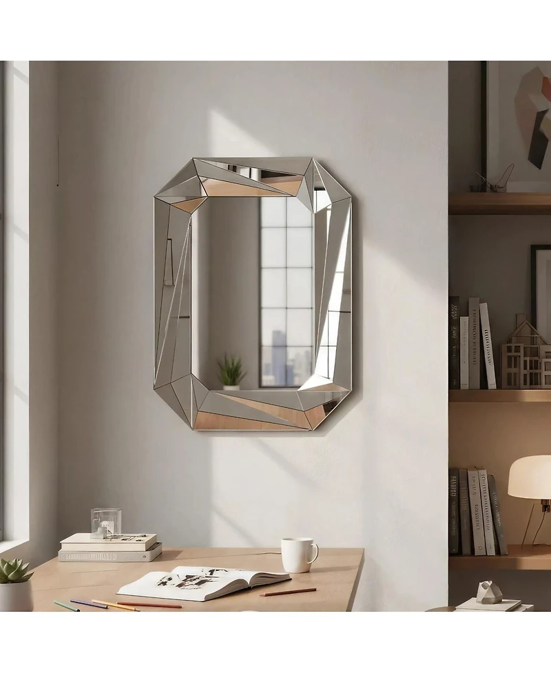 Laoties Diamond Wall Mirror, Modern Frameless Accent Mirror for Living Room, Entryway and Bathroom