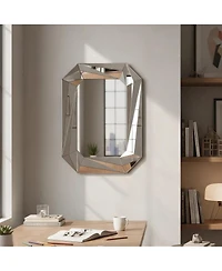 Laoties Diamond Wall Mirror, Modern Frameless Accent Mirror for Living Room, Entryway and Bathroom