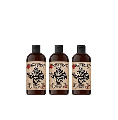 Johnny Slicks Beast Shower Set |Shampoo, Conditioner and Body Wash| 3 Piece Set |Original Scent