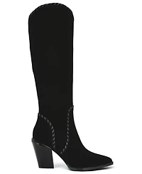Nine West Women's Rosco Suede Whipstitch Block Heel Tall Boots
