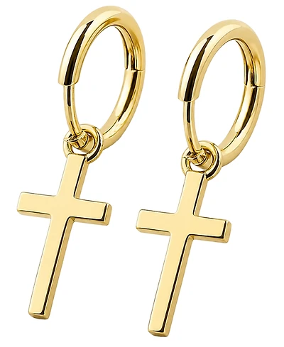 Rhona Sutton Men's Classic 14K Gold Cross Hoop Earrings