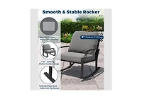 Aecojoy 4-Piece Outdoor Patio Furniture Set with Rocking Chair, Metal Conversation Bistro