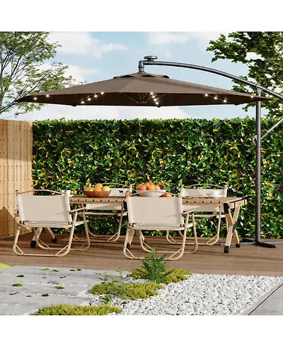 homfan 10Feet Offset Cantilever Umbrella, Waterproof Uv-Resistant, Adjustable Tilt, Steel Frame and Cross Base for Deck, Pool, Backyard