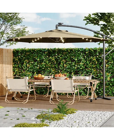 homfan 10Feet Offset Cantilever Umbrella, Waterproof Uv-Resistant, Adjustable Tilt, Steel Frame and Cross Base for Deck, Pool, Backyard