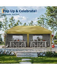homfan 10x20 Pop Up Canopy Tent With 4 Sidewalls, One-Button Setup, Adjustable Height, Roller Bag