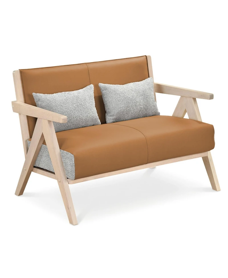 Slickblue Modern Loveseat Sofa for Small Rooms with Cushioned Seat and Wood Frame