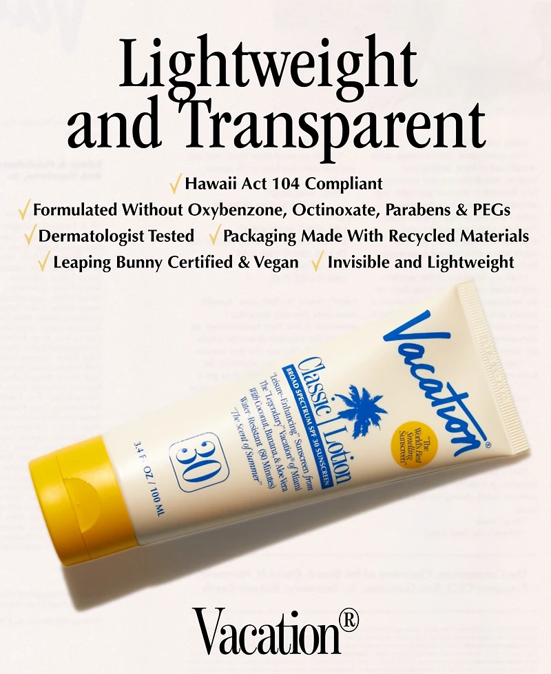 Vacation Classic Lotion Spf 30 Sunscreen, 3.4 oz.