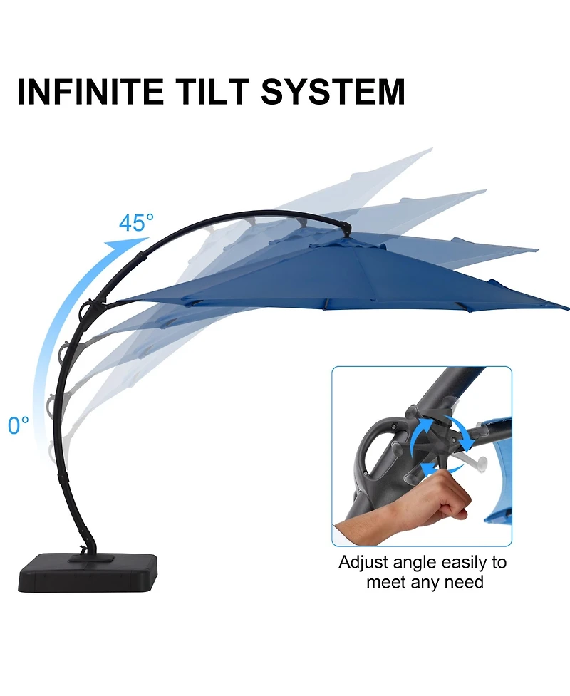 Decksplore Offset Umbrella With Base Cantilever Patio Umbrella,Versatile Deck and Garden Umbrella,Uv Protection Canopy Weather Resistant