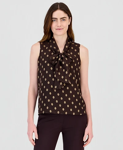 Anne Klein Women's Bow Tie Front Sleeveless Blouse