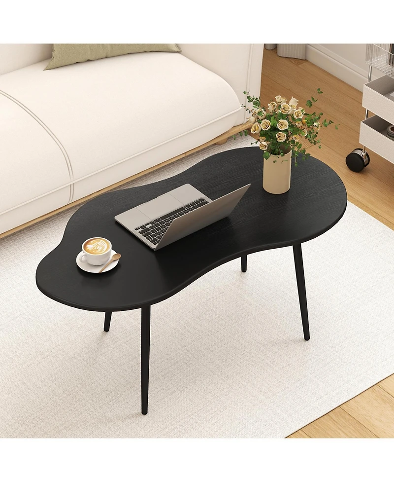 Slickblue Modern Cloud-Shaped Center Table with Sturdy Metal Frame Design