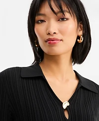 I.n.c. International Concepts Women's Ribbed Hardware V-Neck Sweater, Macy's Exclusive