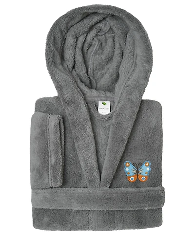 Linum Home Kids Butterfly Super Plush Double-Brushed Hooded Bathrobe