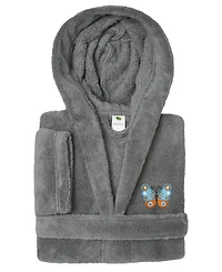 Linum Home Kids Butterfly Super Plush Double-Brushed Hooded Bathrobe