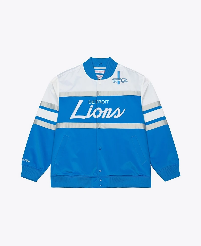 Mitchell & Ness Men's Blue Detroit Lions Head Coach Lightweight Full-Snap Satin Jacket