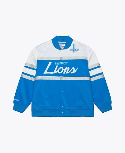 Mitchell & Ness Men's Blue Detroit Lions Head Coach Lightweight Full-Snap Satin Jacket