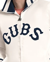 Starter Men's White Chicago Cubs The Captain Cooperstown Logo Full-Zip Varsity Jacket
