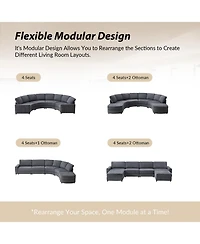 Hulala Home Grandon 162" Modern Modular Sectional Sofa with Two Ottomans