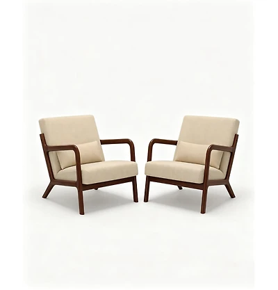gaomon 2-piece corduroy accent chairs with mid-century design, sturdy wood frame, lumbar pillow, and comfy seating for living room or bedroom.