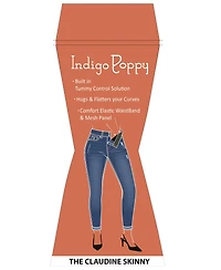 Indigo Poppy Women's Two Button Tummy Tuck High Rise Roll Cuff Skinny