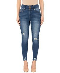 Indigo Poppy Women's Three Button Tummy Tuck High Rise Skinny