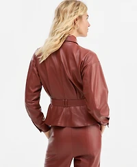 I.n.c. International Concepts Women's Belted Faux Leather Peplum Shirt Jacket, Macy's Exclusive