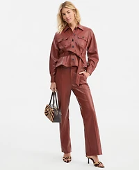 I.n.c. International Concepts Women's Belted Faux Leather Peplum Shirt Jacket, Macy's Exclusive