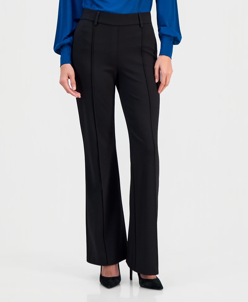 T Tahari Women's Ponte Pintuck Pull-On Pants