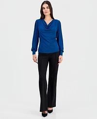 T Tahari Women's Cowl-Neck Balloon-Sleeve Top