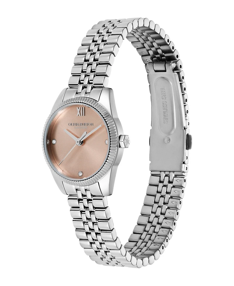 Olivia Burton Women's Highbury Silver-Tone Stainless Steel Bracelet Watch 25mm