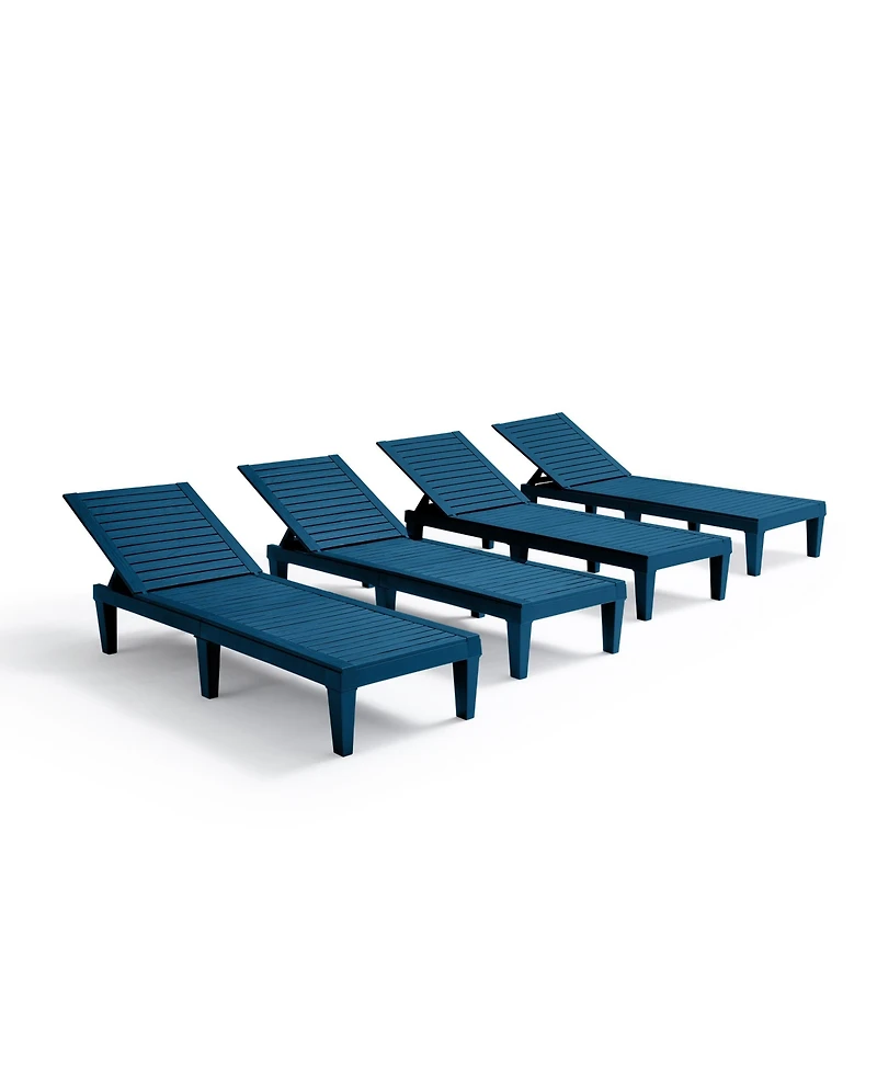 Nestl Set of 4 Adjustable and Waterproof Outdoor Patio Chaise Lounge Chairs